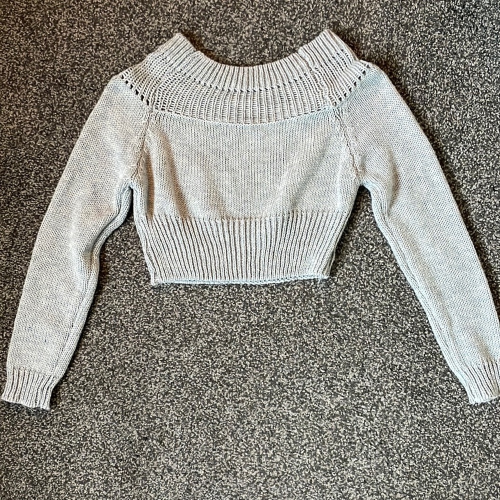 Off the shoulder cropped sweater